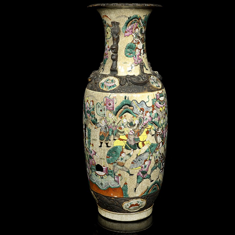 Nanjing enameled warriors vase, 20th century