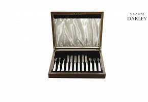 Silver and nacre silver dessert cutlery set