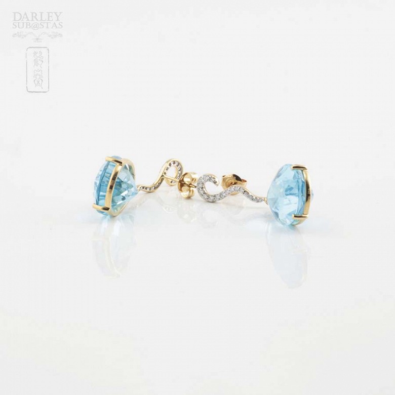 Preciosos pendientes topacio azul y diamantes - 2
