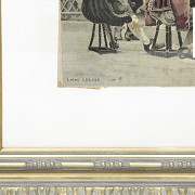 Tejido de seda francés enmarcado, ca. 1900 - 2