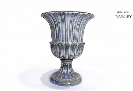Gran copa de cerámica vidriada, Acanto, S.XX