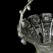 Cut glass and Spanish silver fruit bowl, mid 20th century - 3
