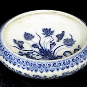 Tintero de porcelana, azul y blanco, S.XX - 3