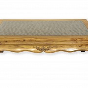 Asian style wooden table with glass - 3