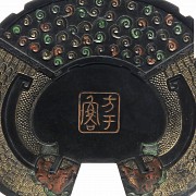 Placa de tinta china con relieves, dinastía Qing