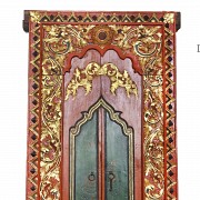 A carved and painted wooden Indonesian temple doors, 19th - 20th century - 2