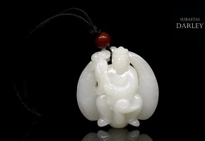 Colgante de inmortal en jade blanco, dinastía Ming, Wanli