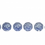 Seis platos de porcelana china, dinastía Qing