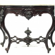 Consola isabelina con espejo en madera ebonizada, S.XIX - 1