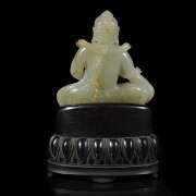Jade Seated Buddha on a pedestal, Qing dynasty