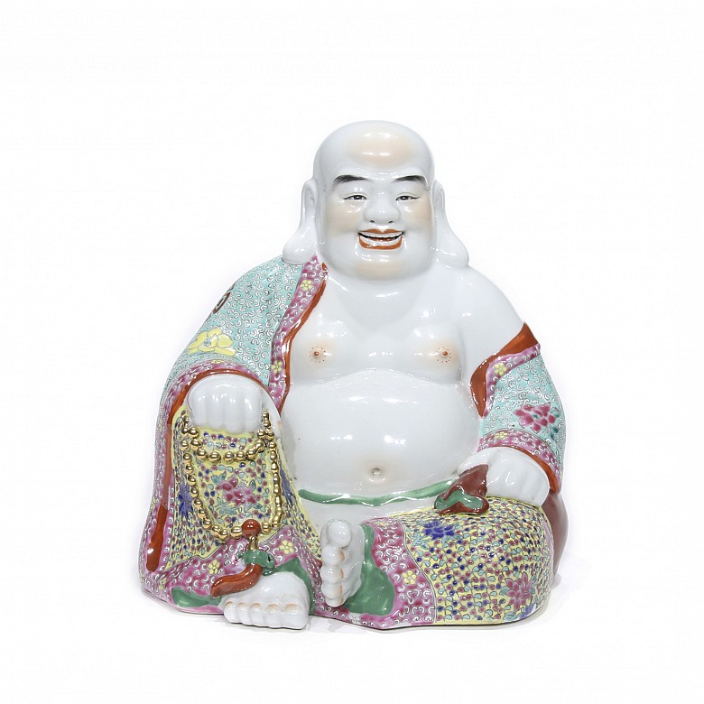 Escultura de buda en porcelana esmaltada, Zeng Longsheng (1901 – 1964).