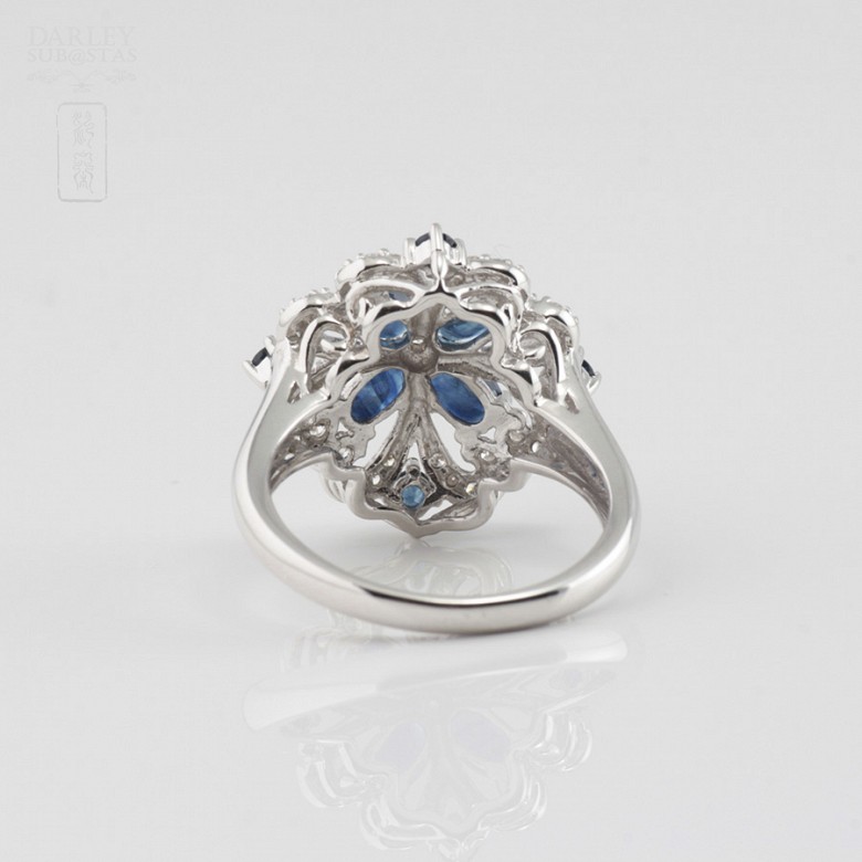 Precioso anillo zafiros y diamantes - 3