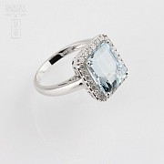 Precioso anillo  Aguamarina 3.96cts y diamantes de 18k - 3