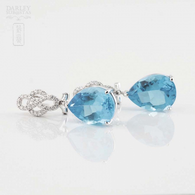 Preciosos pendientes topacio azul y diamantes - 1