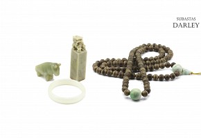 Conjunto de objetos de jade, dinastía Qing, s.XIX