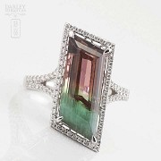 18k white gold ring with tourmaline and diamonds. - 5