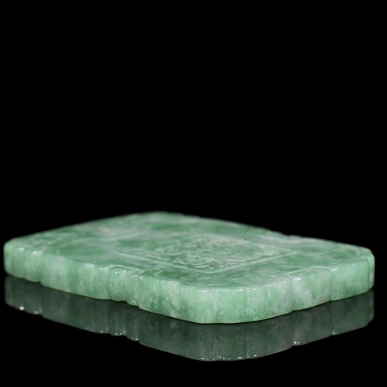 Placa de jade verde tallado, dinastía Qing - 6