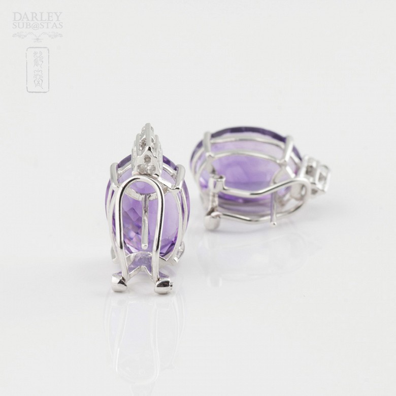 Beautiful amethyst and diamond earrings - 3