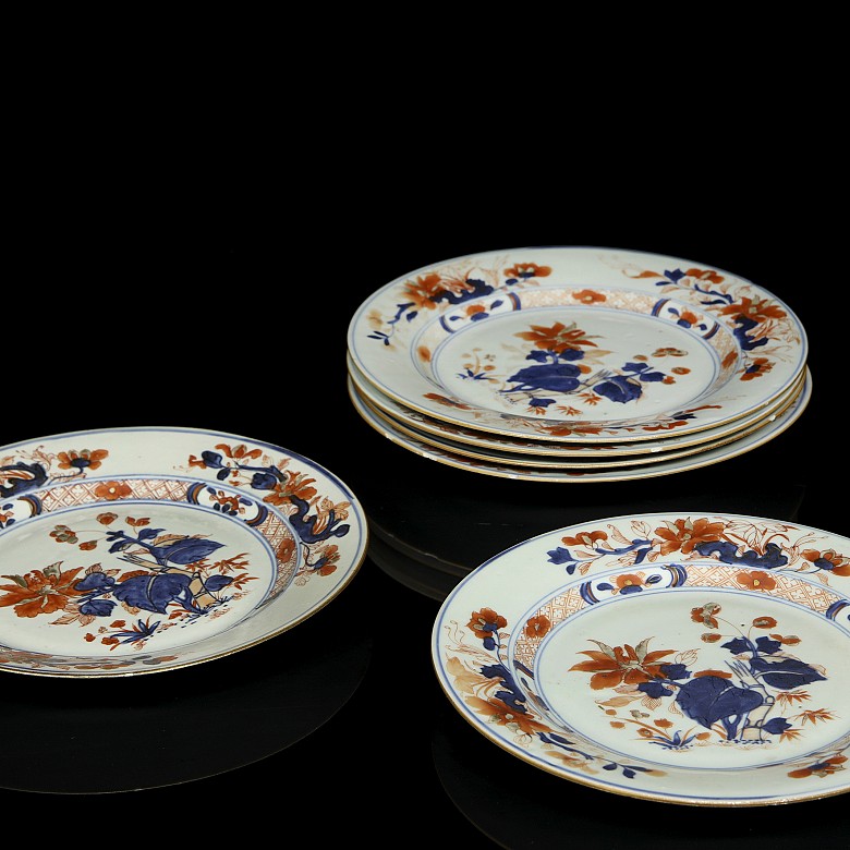 Seis platos de Compañia de Indias, dinastía Qing - 5