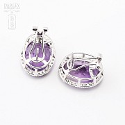 Pair of earrings with 21.66cts amethyst and diamonds in white gold - 1
