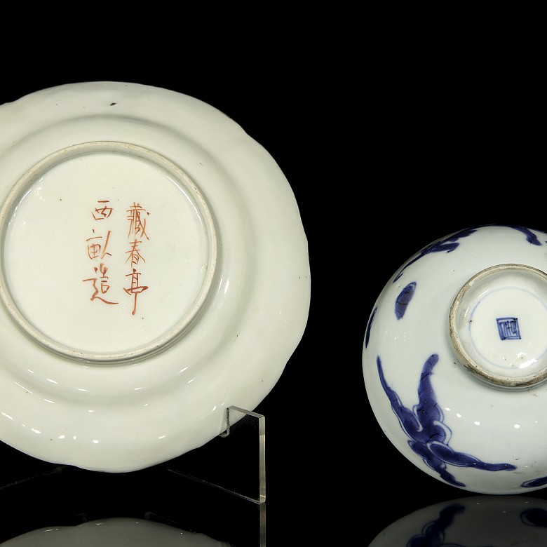 Japanese dish and bowl, Meiji Period