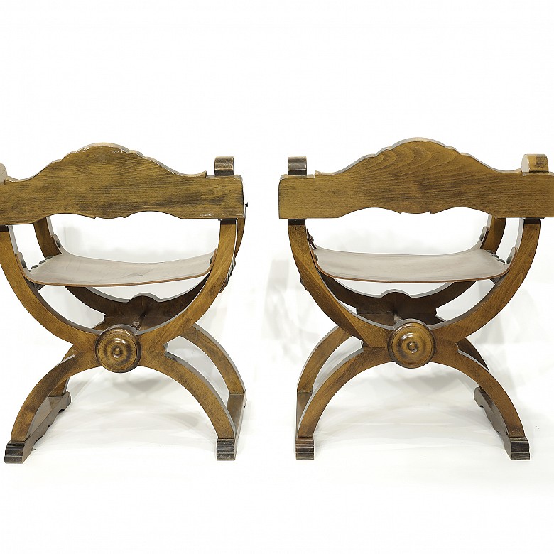 Set of four carved wooden chairs, 20th century