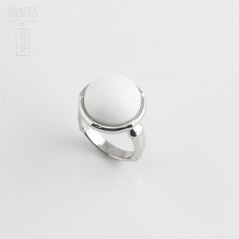 White porcelain ring silver 925 m / m