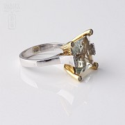 Anillo Amatistas verdes 6,54 cts y Diamantes en oro de 18k Bicolor - 3