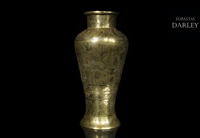 Engraved brass vase, Asia, 20th century
