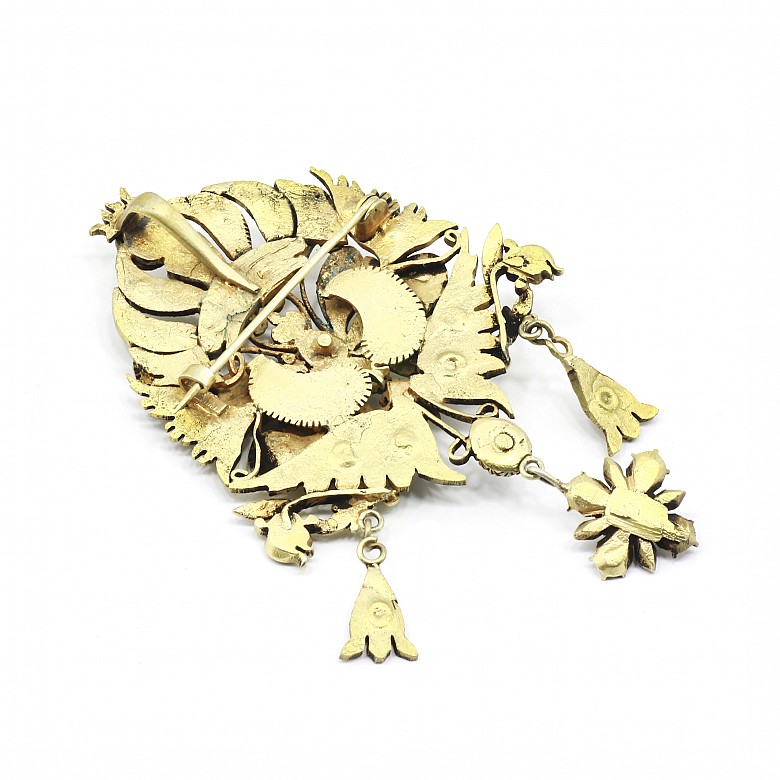 Brass brooch with Matara (zircon) diamonds, Indonesia - 1