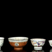 Four enameled bowls, 19th - 20th century