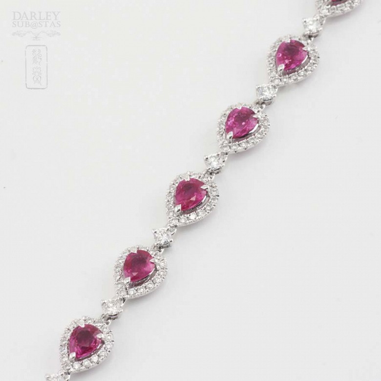 18k white gold bracelet with rubies and diamonds. - 11