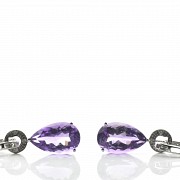 18k white gold with amethysts and diamonds earrings