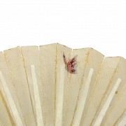 Bone and painted silk fan, 19th - 20th Century - 5