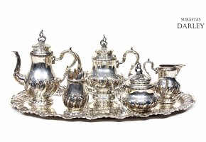 German silver stamped coffee and tea set, Law 800.