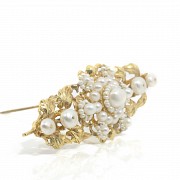 18k yellow gold and pearls brooch - 1