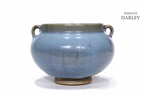 Vasija de cerámica vidriada, estilo Yuan, S.XX