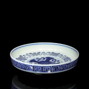 Cuenco para pinceles en porcelana azul y blanco, con marca Qianlong