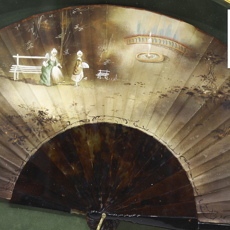 Elizabethan fan with painted country, 19th century - 1