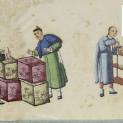 Cuatro pinturas sobre papel de arroz, Cantón, ffs.s.XIX - pps.s.XX