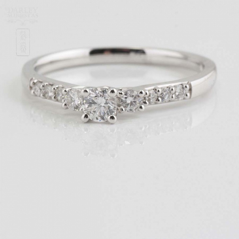 Solitaire 18k white gold and diamonds - 4