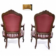 Pair of stamped armchairs 