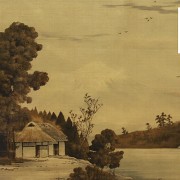 Panel de terciopelo pintado, Japón, s.XX