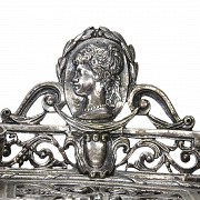 Silver-plated metal inkwell, 19th - 20th century