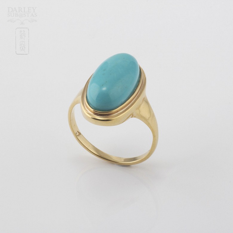 Ring with Turquoise in Yellow Gold 18K