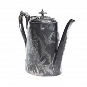 English silver plated metal teapot, ca 1897 - 2