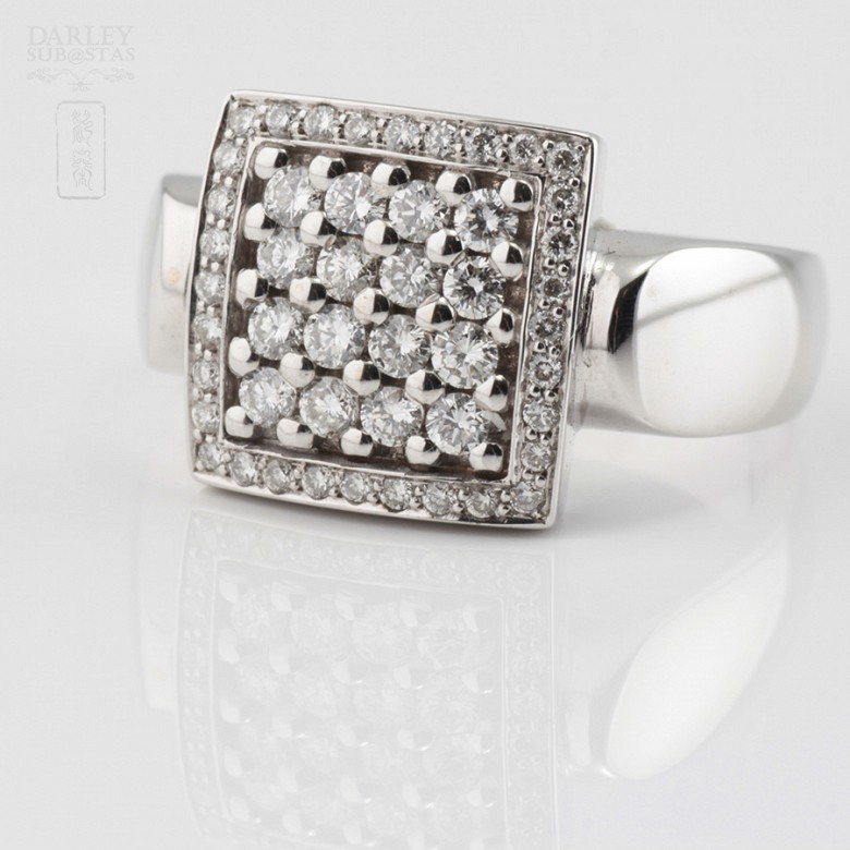 Precioso anillo en oro blanco y 0.85cts diamantes - 5
