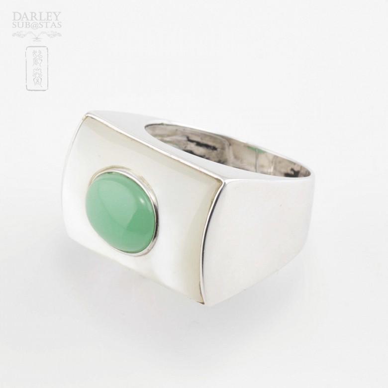 Original anillo de jade con nacar natural - 4