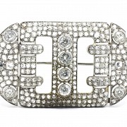 Vintage brooch, in 950 platinum and diamonds.