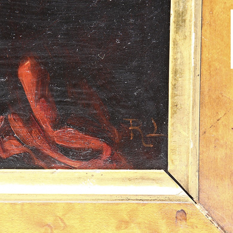 Pintura sobre cobre “Virgen María” “San Francisco de Asís”, s.XX